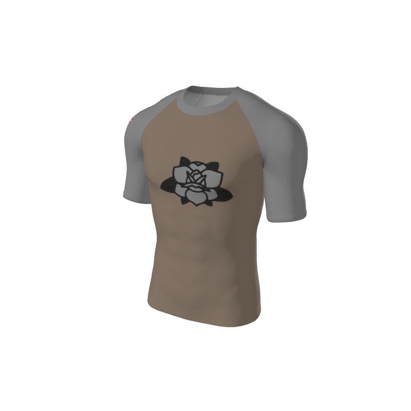 Retro Grappler Custom Single Color Short Sleeve Rash Guard. (x 1)