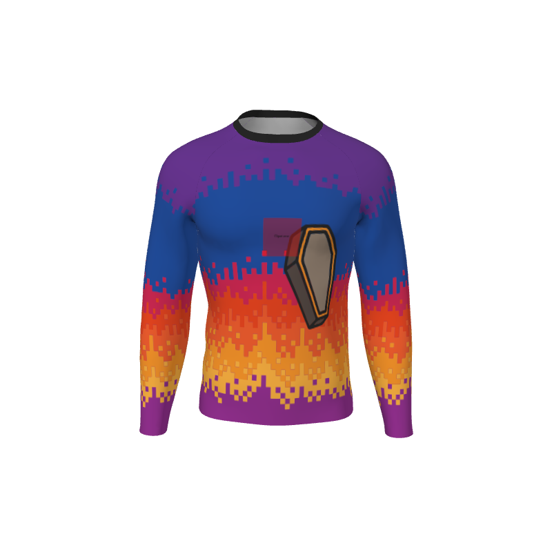 Retro Grappler Custom 8Bit Flames Long Sleeve Rash Guard. (x 1)