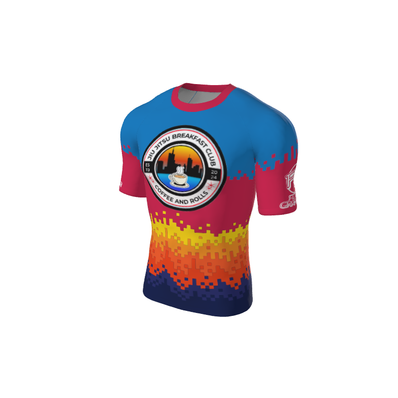 Retro Grappler Custom 8Bit Flames Short Sleeve Rash Guard. (x 5)