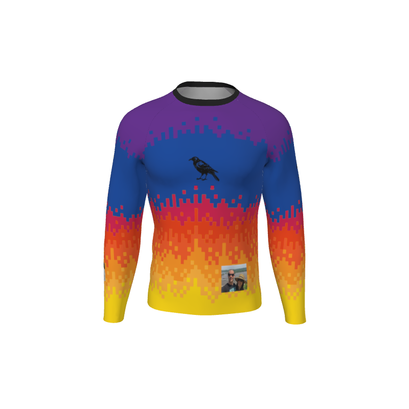 Retro Grappler Custom 8Bit Flames Long Sleeve Rash Guard. (x 1)