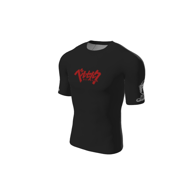 Retro Grappler Custom Single Color Short Sleeve Rash Guard. (x 1)