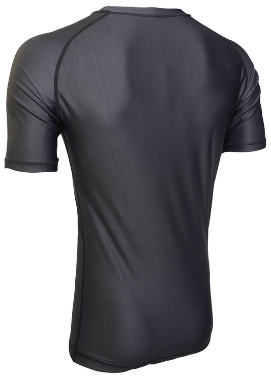 The Retro Grappler Just a black rash guard for Jiu Jitsu and MMA features smooth, fitted fabric with minimal seams and advanced Grappler Gripper tech—perfect for training or competition.