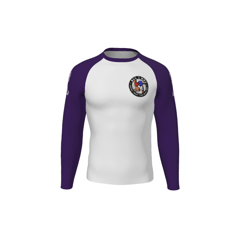 Retro Grappler Custom Single Color Long Sleeve Rash Guard. (x 1)