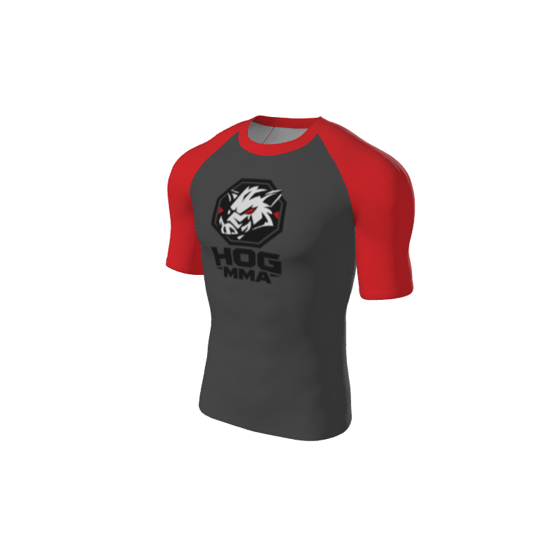 Retro Grappler Custom Single Color Short Sleeve Rash Guard. (x 1)