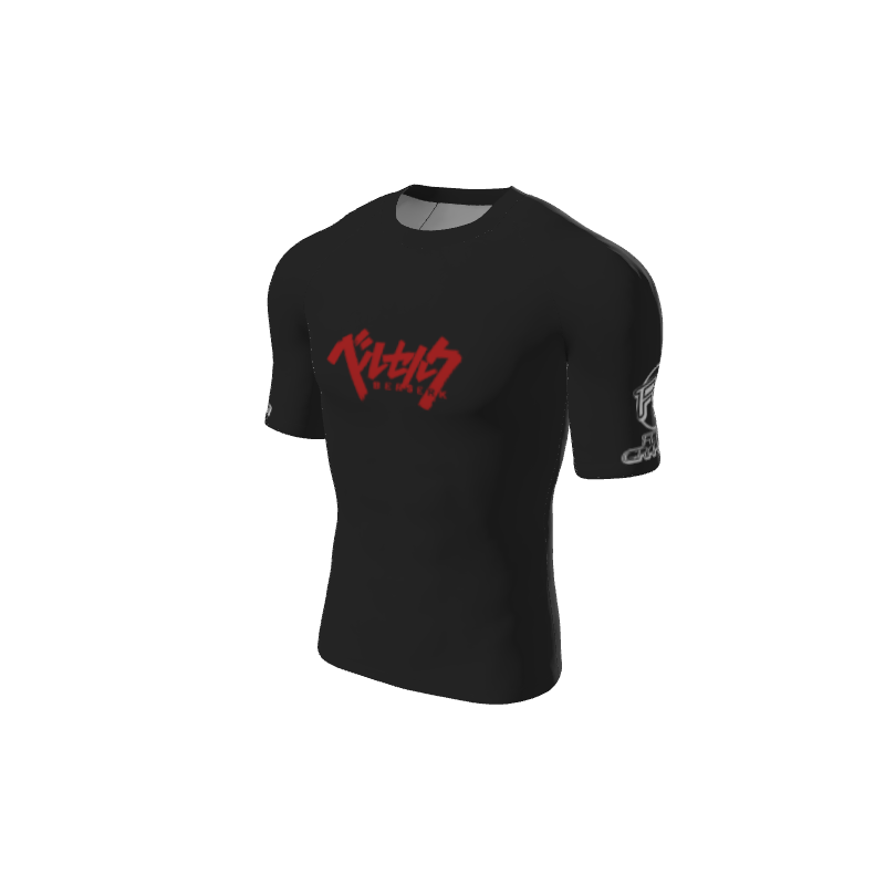 Retro Grappler Custom Single Color Short Sleeve Rash Guard. (x 1)