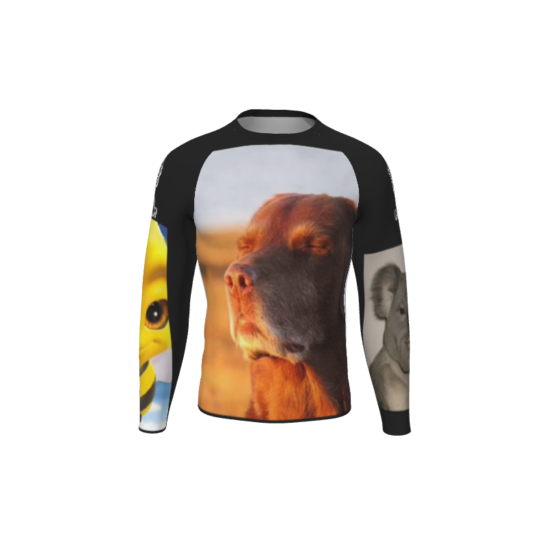 Retro Grappler Custom Single Color Long Sleeve Rash Guard. (x 1)