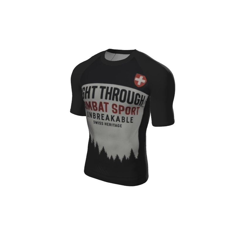 Retro Grappler Custom Single Color Short Sleeve Rash Guard. (x 1)