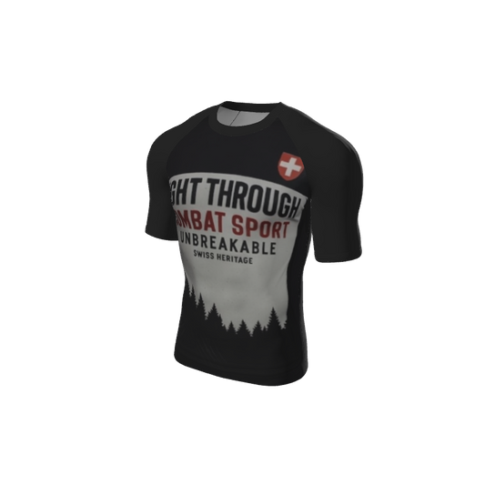 Retro Grappler Custom Single Color Short Sleeve Rash Guard. (x 1)