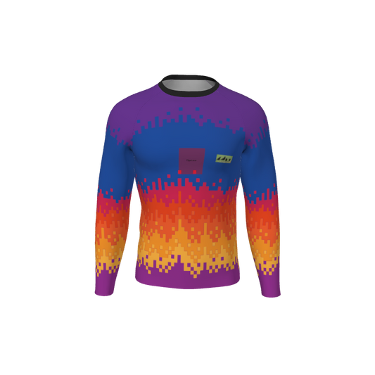 Retro Grappler Custom 8Bit Flames Long Sleeve Rash Guard. (x 1)
