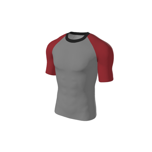 Retro Grappler Custom Single Color Short Sleeve Rash Guard. (x 1)