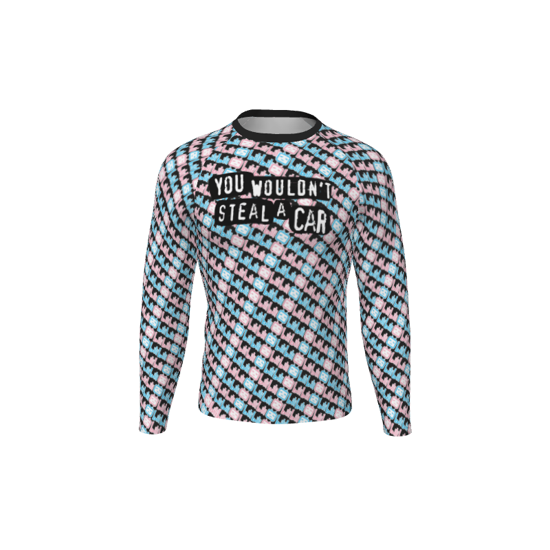 Retro Grappler Custom Single Color Long Sleeve Rash Guard. (x 1)