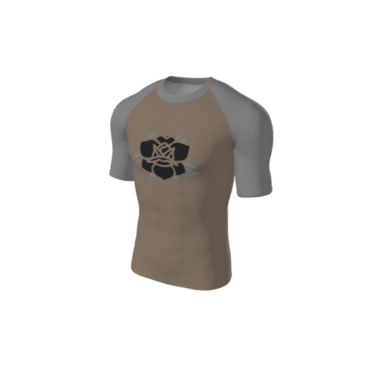 Retro Grappler Custom Single Color Short Sleeve Rash Guard. (x 1)