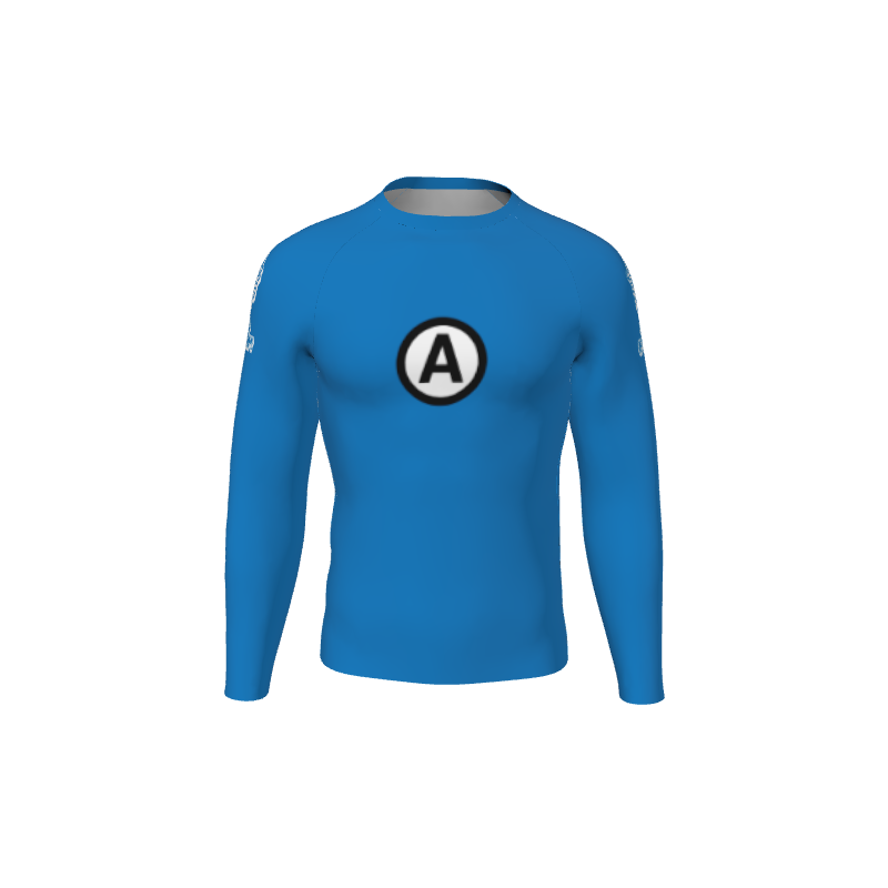 Retro Grappler Custom Single Color Long Sleeve Rash Guard. (x 1)