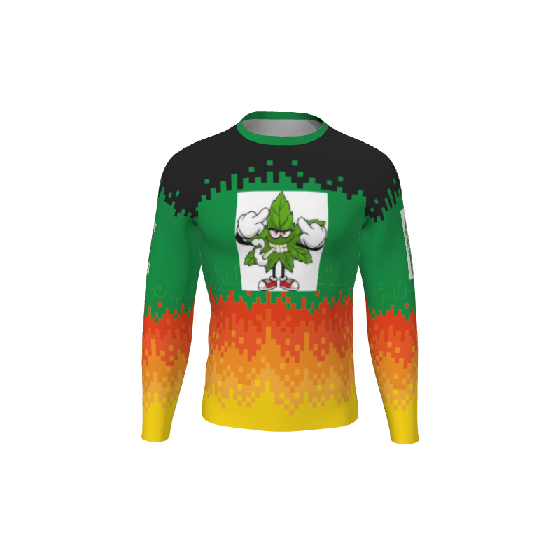 Retro Grappler Custom 8Bit Flames Long Sleeve Rash Guard. (x 1)