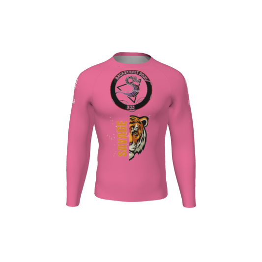 Retro Grappler Custom Single Color Long Sleeve Rash Guard. (x 1)