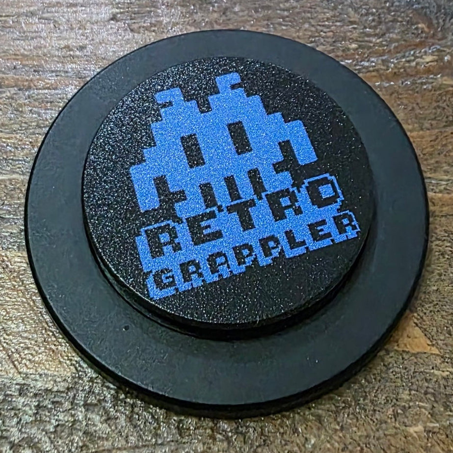 Black PopSocket MagSafe with blue Retro Grappler Logo