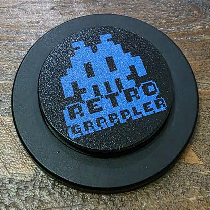 Black PopSocket MagSafe with blue Retro Grappler Logo