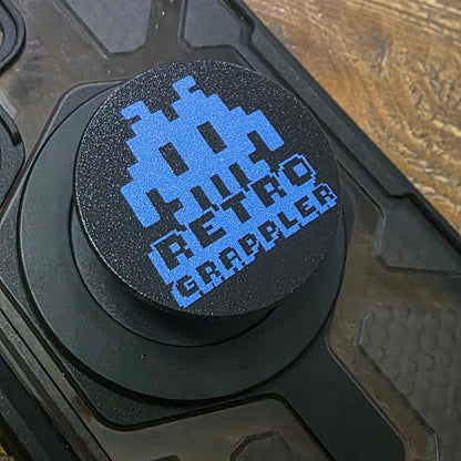 Black PopSocket MagSafe with blue Retro Grappler Logo