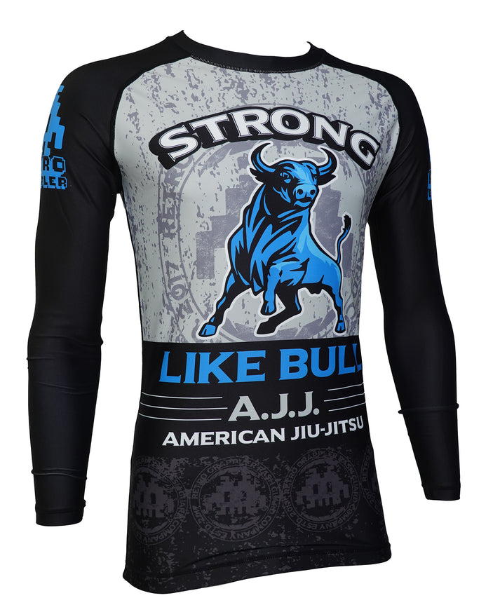 Strong Like Bull Rash Guard | 80s Parody Long Sleeve