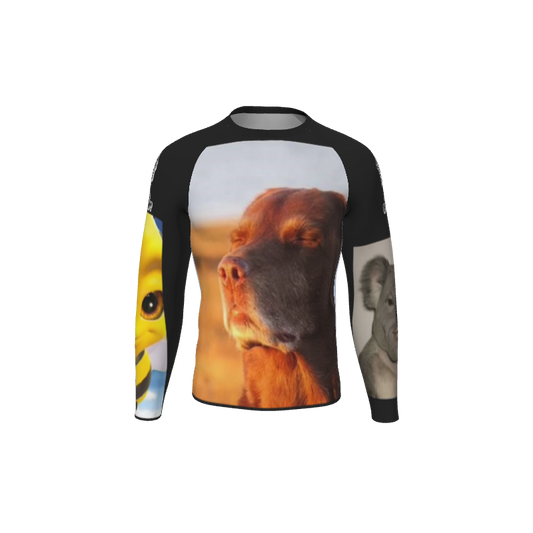 Retro Grappler Custom Single Color Long Sleeve Rash Guard. (x 1)