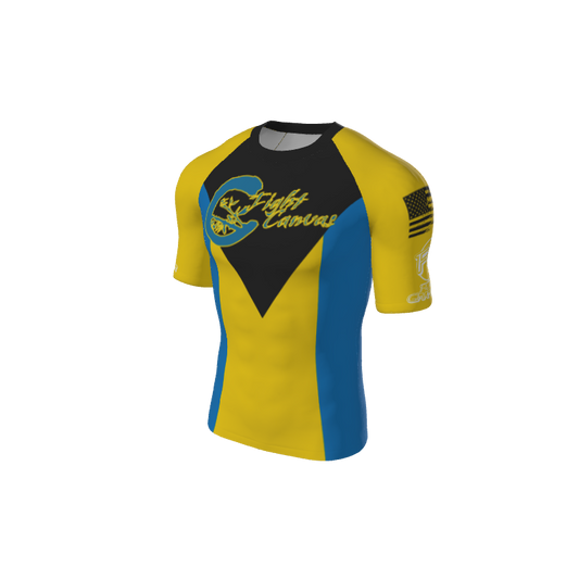 Retro Grappler Custom Single Color Short Sleeve Rash Guard. (x 1)